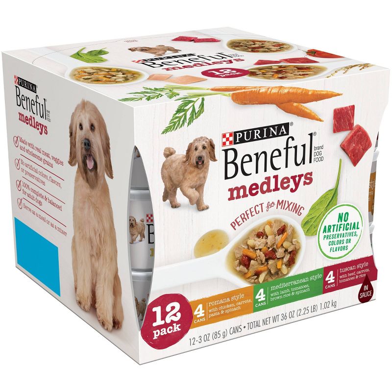 Purina Beneful Medleys Tuscan, Romana &#38; Mediterranean Styles with Chicken, Beef and Lamb Flavor Wet Dog Food - 3oz/12ct Variety Pack, 3 of 7