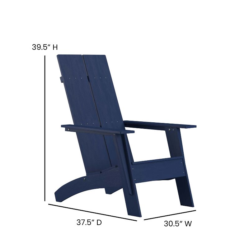 Emma and Oliver Indoor/Outdoor Modern 2-Slat Adirondack Style Chair and Footrest, 5 of 12