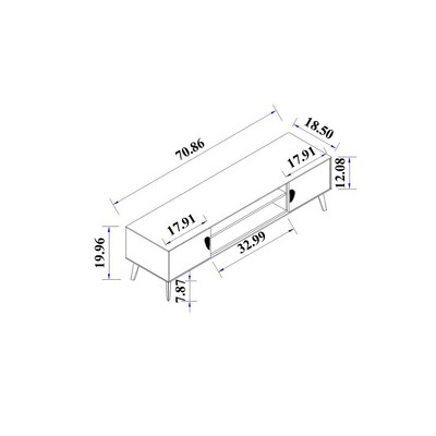 Haley 70.9" White and Black Marble TV Stand with Cabinet