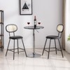 Grungis 36.8"H Faux Leather Counter Height Bar Stools,Counter Bar Height Stools with Rattan Backrest,Metal Dining Chair for Kitchen,Set of 4,Black - 2 of 4