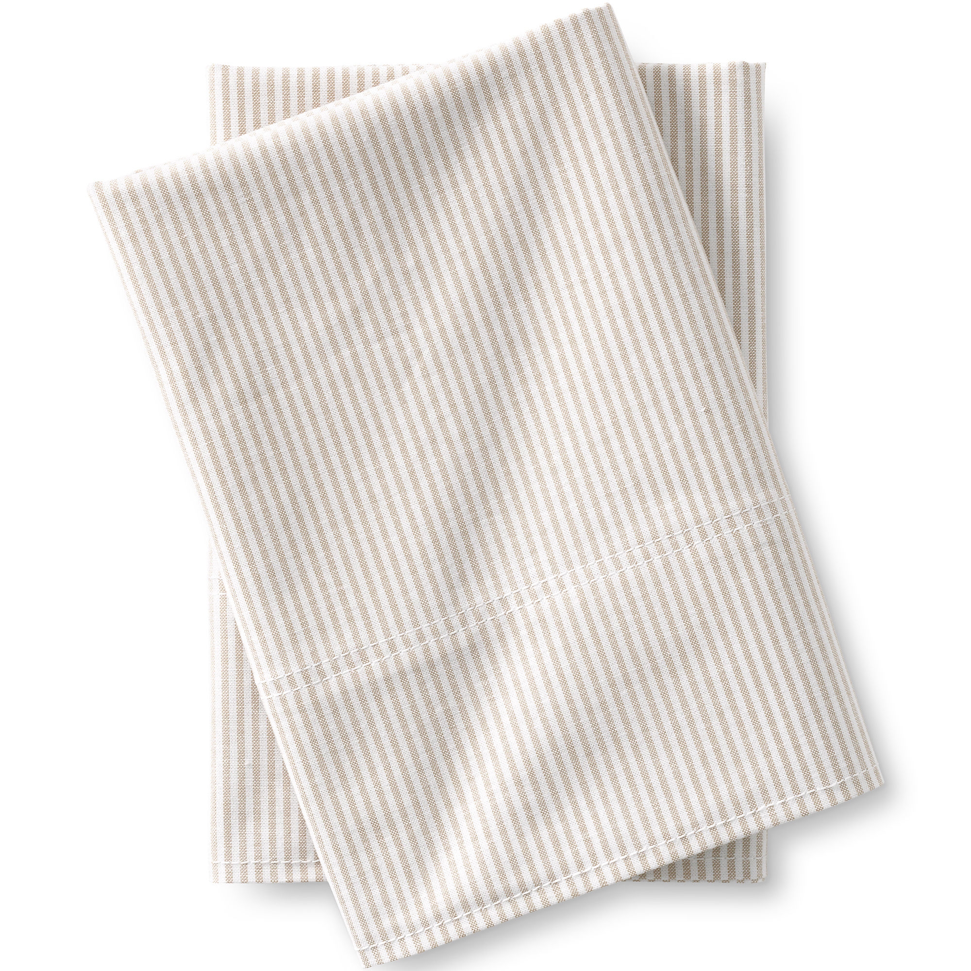 Lands' End Cotton Oxford Stripe Pillowcases - Standard - Classic Khaki Stripe
