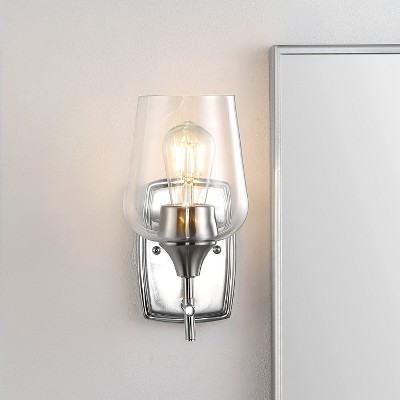 Valda 11" Nickel and Glass Contemporary Wall Sconce