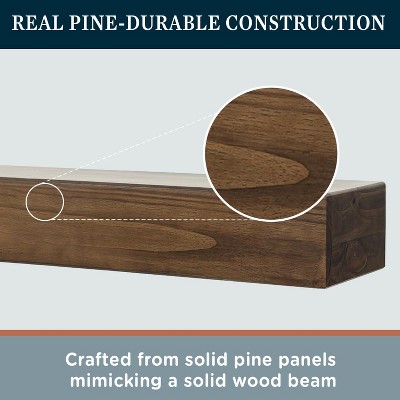 Dakota 72" Mocha Pine Wood Rustic Fireplace Mantel Shelf