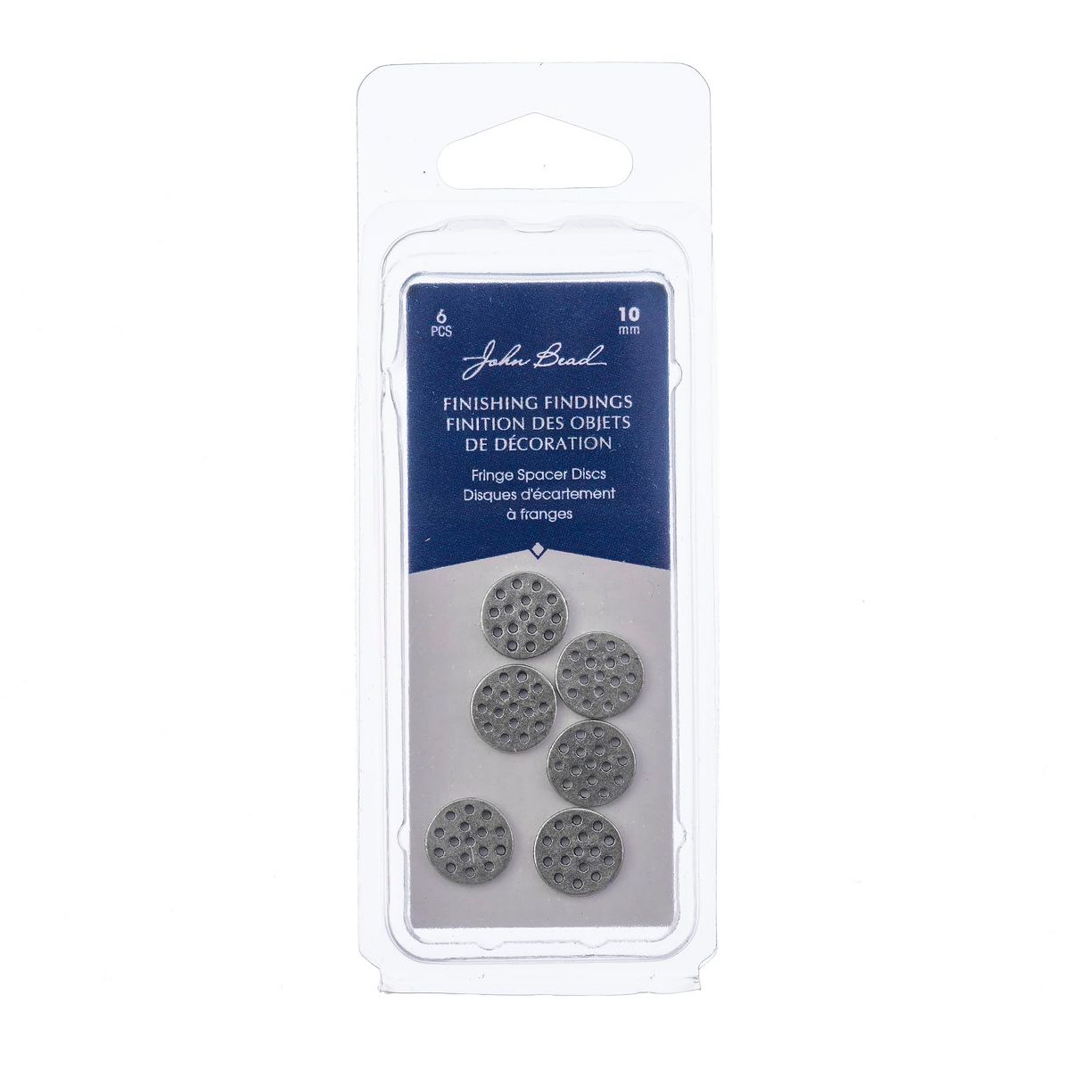 John Bead Wickes Fringe 10mm Antique Pewter Spacer Discs, 6pcs - thumbnail 2