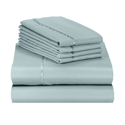 Light Teal Queen 6 Pc Rayon From Bamboo Solid Performance Sheet Set ...