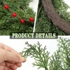 Wreaths Front Door with Red Berries Decorations 24 Inch Real Faux Cedar Wreath Large Winter Green Wreaths Outdoor Indoor - 2 of 4