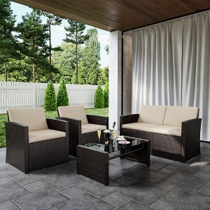 UPTIOT 4 Pieces Sofa And Table Set With Cushion - 1 of 4