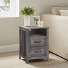 Set of 2 Farmhouse Nightstands with USB Charging - 2-Drawer Bedside Tables, Rustic Modern Design - 2 of 4