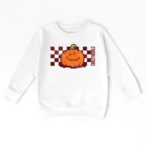 The Juniper Shop SmileyWorld Pumpkin Face Checkered Toddler Sweatshirt - 2T - White - 1 of 4