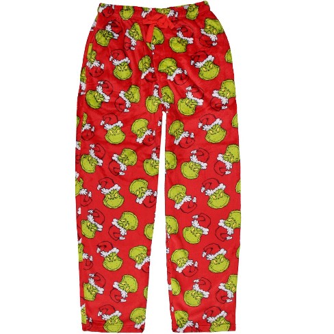 Dr. Seuss Men's The Grinch Santa Claus Super Minky Fleece Lounge Pajama ...