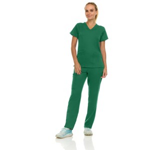 Medichic Women's Medical Scrubs Set- V-Neck with Flare Pant - 1 of 4