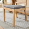 PAGED French Decor Chairs Set of 2 Upholstered Dining Chairs with Square Rattan Backrest and Exquisitely Carved Wood Frame for Living Room - 3 of 4