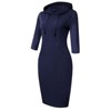 Women Long Sleeve Hooded Sweatshirt Midi Dress - 3 of 4