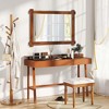 Costway 30 x 20/35 x 24/40 x 28.5 Inch Shatterproof Wall Mirror with Acacia Wood Frame & Vintage Rivet Design - 4 of 4
