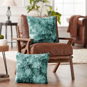 Chanasya Wolf Faux Fur Square Throw Pillow Covers - 2 Pieces - 18" x 18” - 1 of 4