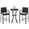 Costway 3 PCS Patio Wicker Bar Set Rattan Chairs & Square Table with Heavy-Duty Metal Frame - image 2 of 4