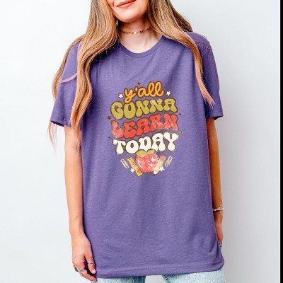 Simply Sage Market Y'all Gonna Learn Today Short Sleeve Tee - 2XL - Grape