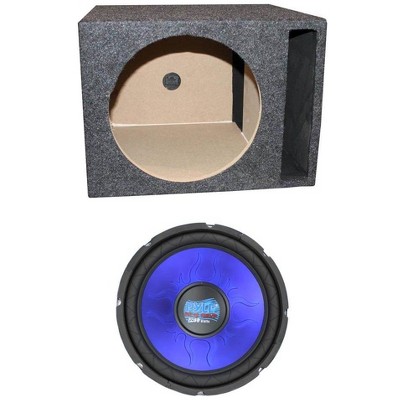 Pyle PL1290BL 12" 1200W DVC Blue Power Stereo Car Audio Subwoofer and QPower QSBASS12 Single 12" Vented Slot Ported Subwoofer Sub Enclosure Box