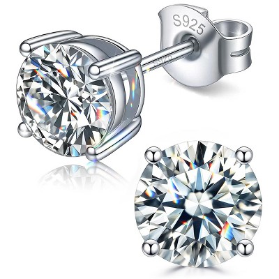 Molenia Moissanite Stud Earrings for Women Men: 18K White Gold 925 Sterling Silver Trendy Earrings Dainty Jewelry Gifts