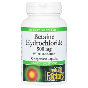 Natural Factors Betaine Hydrochloride with Fenugreek, 500 mg, 90 Vegetarian Capsules - 1 of 3
