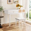 QingMoon Makeup Vanity Set with Flip-top Mirror and Stool, Wood Dressing Table with Three Drawers and Storage Space - 2 of 4