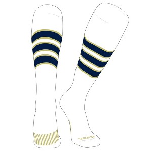 PEAR SOX Striped OTC Baseball, Softball, Football Socks (C) White, Vegas Gold, Navy - 1 of 3