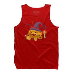 Men's Design By Humans Halloween Witch Pumpkins With Bats By VectorVillain Tank Top - 1 of 3