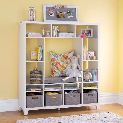 Creamy White Kids' Storage System with Cushioned Reading Nook