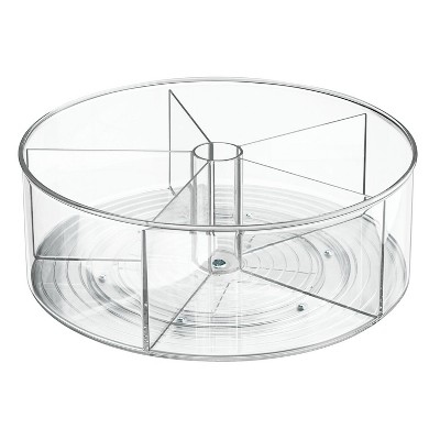 iDesign Divided 11.5-inch Lazy Susan for Kitchen Storage, Clear
