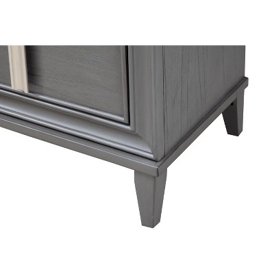 Lorraine Transitional 2-Drawer Nightstand in Dark Gray with Nickel Hardware