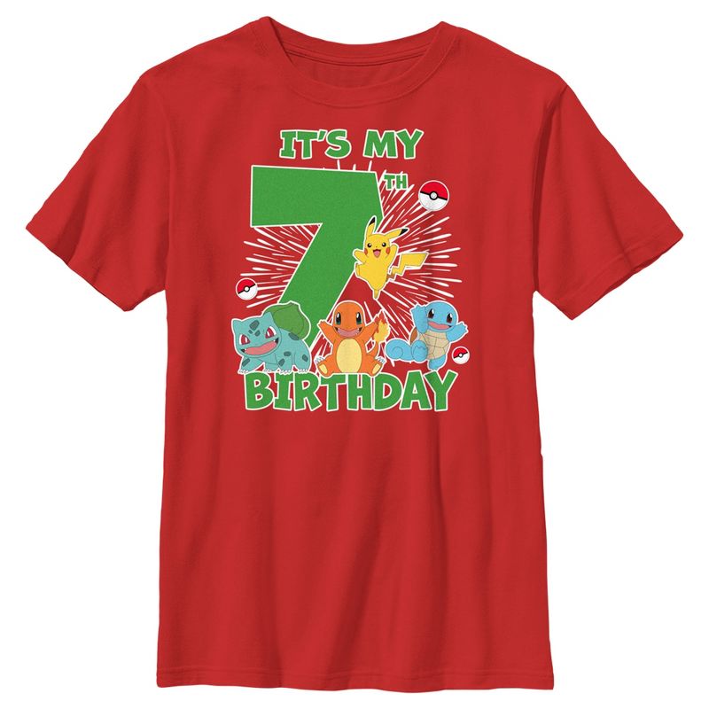 Boy's Pokemon It's My 7th Birthday Starters T-Shirt, 1 of 5