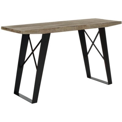 Transitional Waldo 53'' Black/Brown Wood and Metal Console Table with Storage