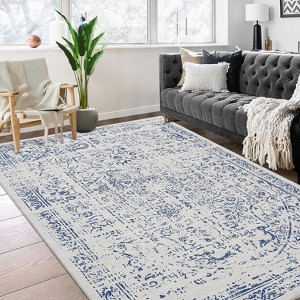 Regional carpet,vintage worn-out floral carpet,used for entrance,kitchen,living room,office,bedroom - 1 of 4