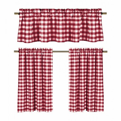 red gingham curtain fabric