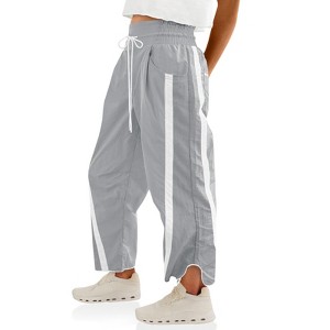 Imily Bela Women's Baggy Wide Leg Pants Casual Drawstring Elastic Waisted Contrast Color Workout Y2K Track Pants - 1 of 4