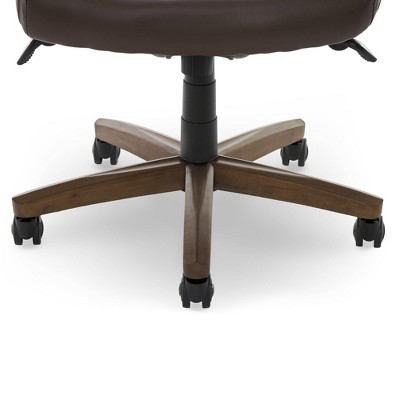 Modern Executive High-Back Brown Leather Swivel Chair with Lumbar Support