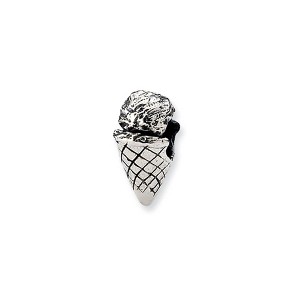 Black Bow Jewelry Sterling Silver Ice Cream Cone Bead Charm - 1 of 2