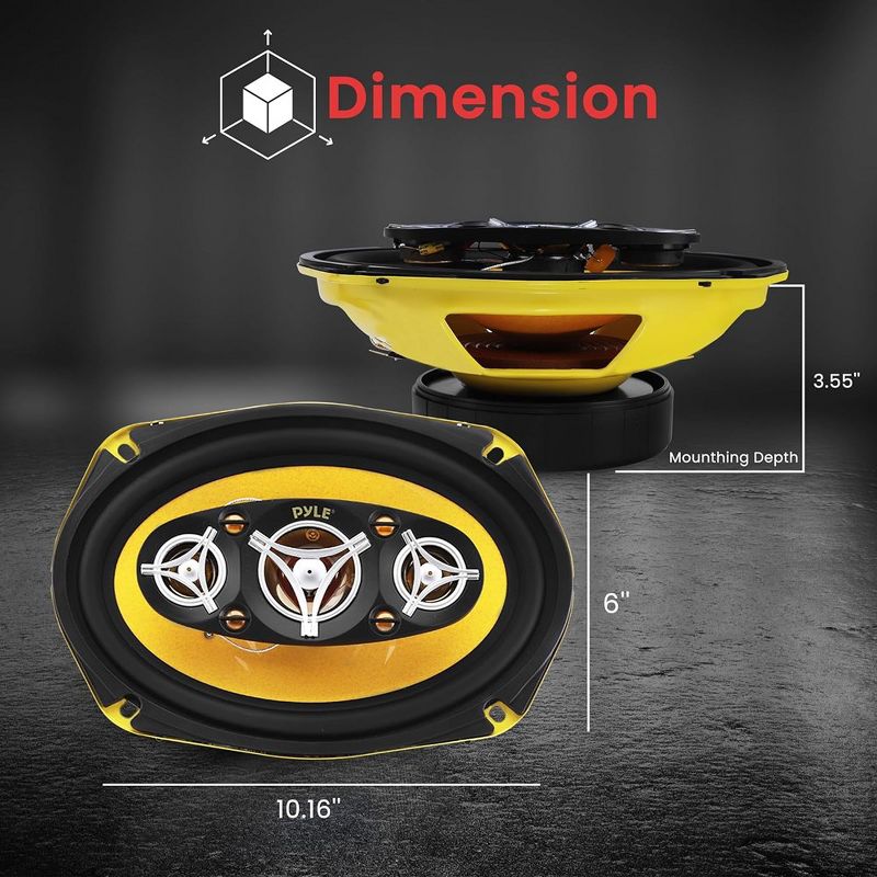 Pyle Car Eight Way Speaker System - Black & Yellow, 3 of 8