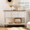 Vynxaria Console Table with Drawers,Vintage Entryway Table with 2 Drawers,Cabinets and Bottom Shelf, Retro Sofa Table,White - 3 of 4