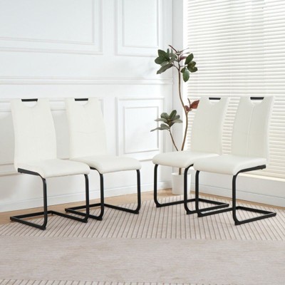 NicBex Modern Dining Chairs with Faux Leather Padded Seat,Armless Chairs with Chrome Metal Legs for Kitchen,Living Room
