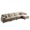 150.38" Corduroy L-Shaped Modular Sectional Sofa with Double-Layer Cushions & Ottomans - 3 of 4