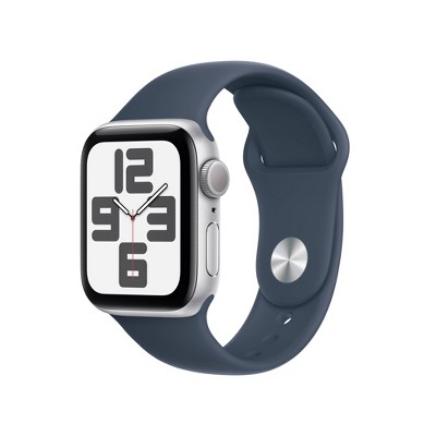 Apple Watch SE GPS (2023, 2nd Generation) 40mm Silver Aluminum Case with  Storm Blue Sport Band - S/M