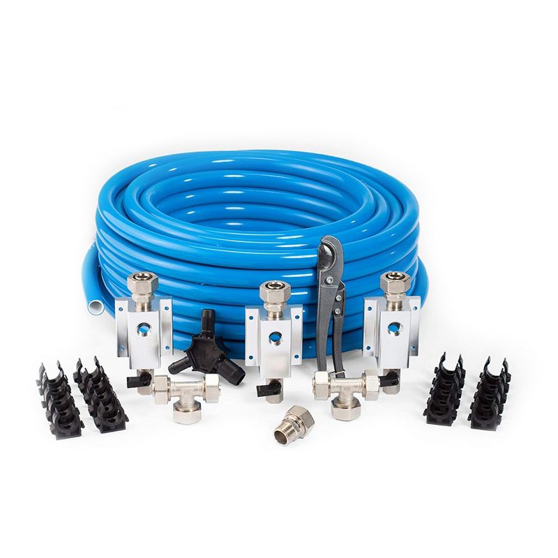 MaxLine M7500 100 Foot 0.75 Inch Semi Flexible Compressed Air Tubing Accessories Master Kit with Full Set for Plumbing Systems, Blue, 1 of 4