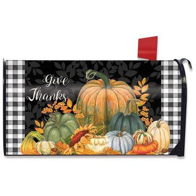 Checkered Give Thanks Primitive Magnetic Mailbox Cover Thanksgiving Autumn Standard Briarwood Lane