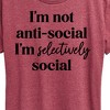 Women's - Instant Message - Not Anti Social Selectively Social Short Sleeve Graphic T-Shirt - 2 of 4