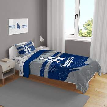 MLB Los Angeles Dodgers Slanted Stripe Twin Bedding Set in a Bag - 4pc