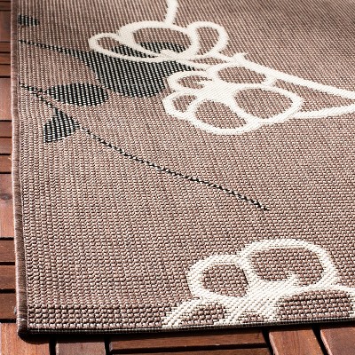 Off-White Synthetic Rectangular Easy Care Outdoor Rug
