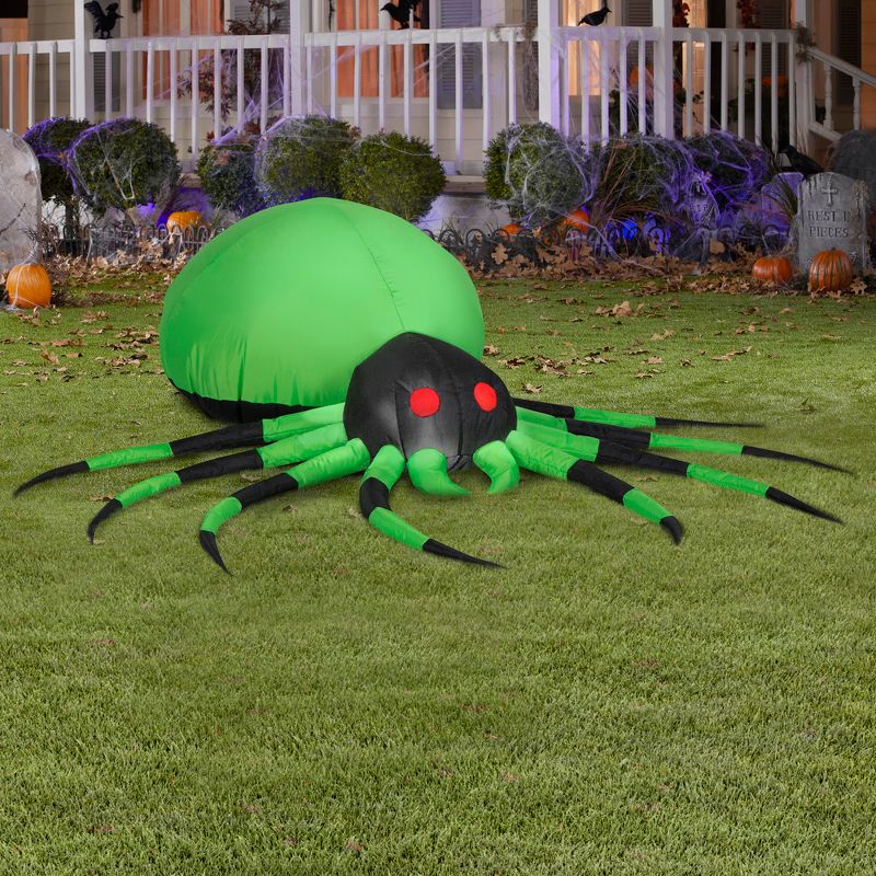 Gemmy Airblown Inflatable Black/Green Spider , 1.5 ft Tall, Multi, 2 of 5
