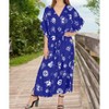 LA LEELA Women's Summer Pirates Slit Dress Cover Up Long Caftan Plus Size Kaftan Maxi Dresses for Women 2X-3X Cartoon Skull Royal Blue - 2 of 4