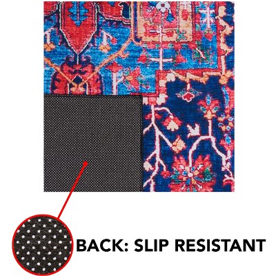 Elegant Red Synthetic 36" Rectangular Easy-Care Rug